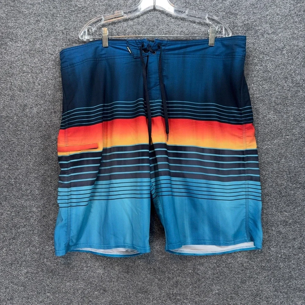 Oneill Board Shorts Mens 40 Blue Hyperfreak Sunset Striped Swim Trunks Surf